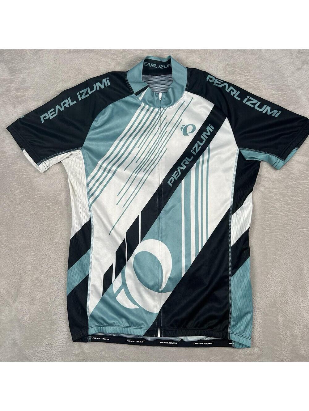 Pearl Izumi Teal Black White Elite LTD Full Zip Cycling Jersey Men's Large SS